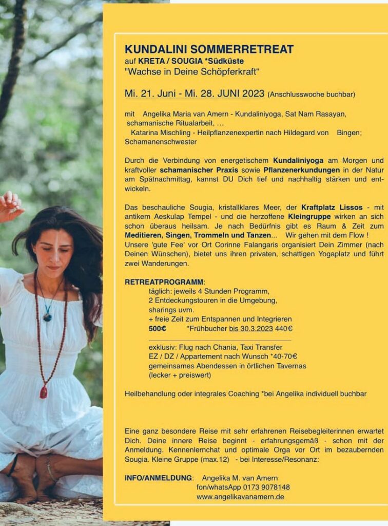 8 Tage Kreta: KUNDALINI SOMMERRETREAT (21. Juni bis 28. Juni 2023)